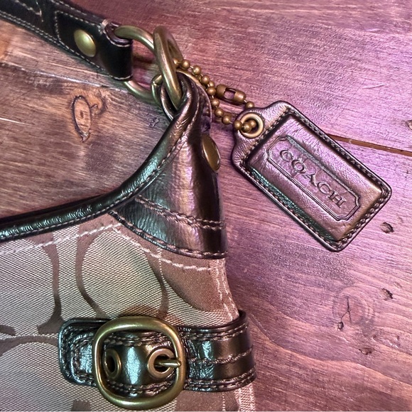 Coach Bleecker Signature Stitched Khaki Bronze Hobo Bag Rare, Gorgeous & Classic - Picture 10 of 12